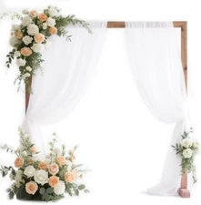 VOK White Wedding Arch Draping Fabric Chiffon Fabric, 29in x 18Ft 2 Panels  