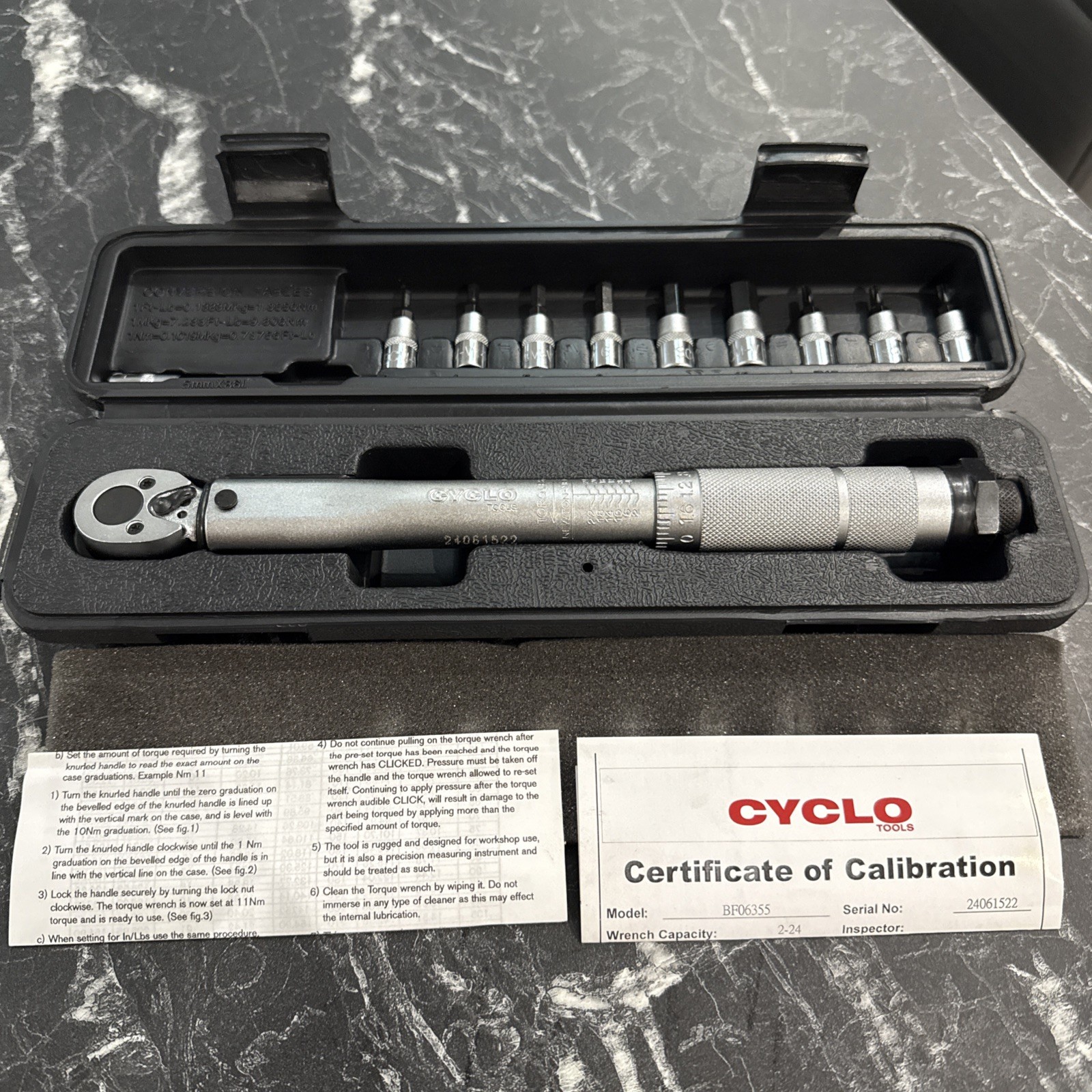 Cyclo Tools Torque Wrench 2 - 24 nm Black - Special Edition - Calibration Cert