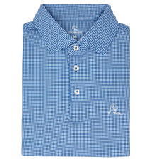 Rhoback Men  s Houndstooth Performance Polo Ocean Blue White Stretch Golf Shirt