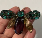 Vintage Gorgeous Signed Fred A Block  Big Rhinestone Insect Brooch