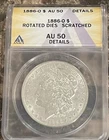 1886-O $1 MORGAN DOLLAR ANACS AU-50 DETAILS ROTATED DIES SCRATCHED