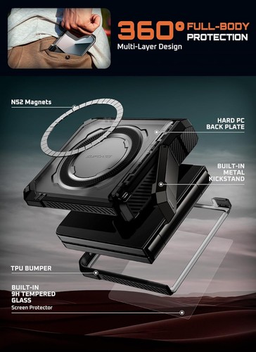 For Samsung Galaxy Z Flip 7 Magnetic Case, SUPCASE Rugged Cover + Screen + Stand - Picture 30 of 54