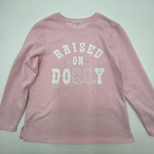 Indigo Soul Raised on Dolly Parton Sweatshirt Pink Rhinestone Cowgirl Western M