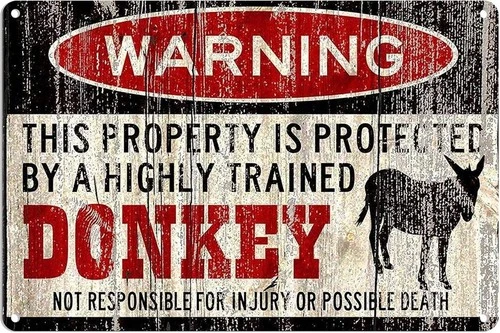 Donkey Tin Sign Aluminum Metal Sign 8x12 Funny Vintage Wall Decor