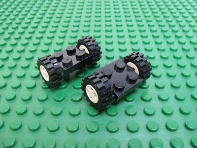 4x LEGO Tire 15x6mm Offset Tread SMALL White Wheel Black Holder #4624c02 4600