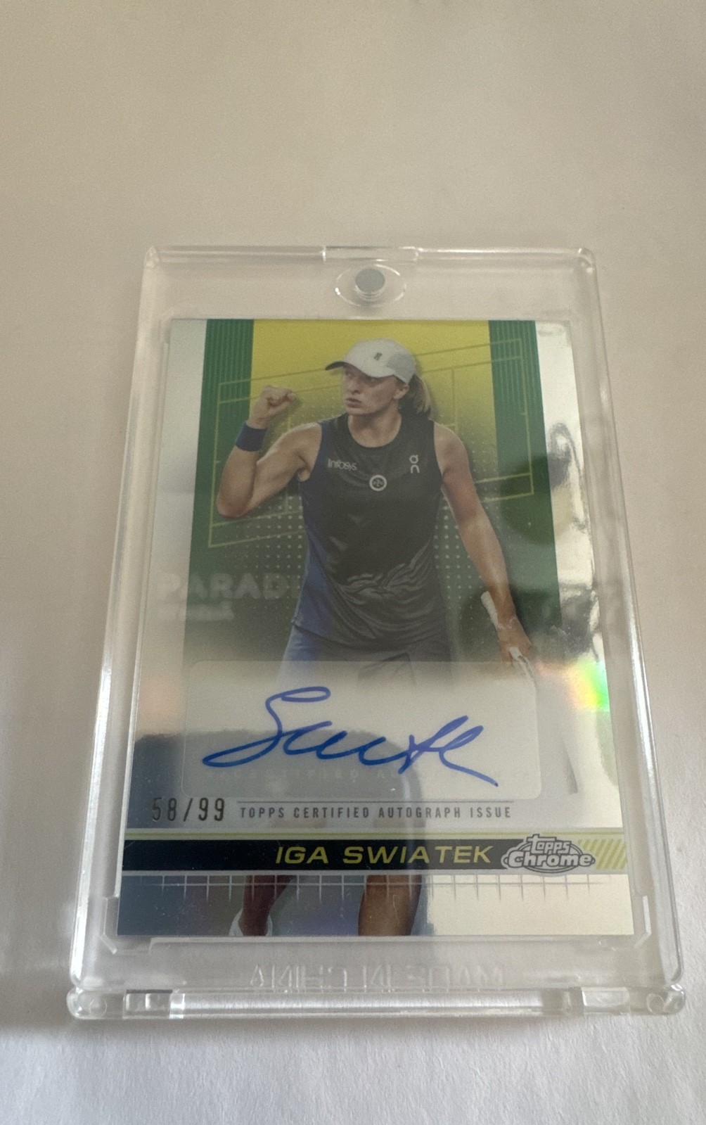 Iga Swiatek #AIV-IGA Tennis Cards 2024 Topps Chrome Image Variation Autograph trading card — raw and PSA graded price guide