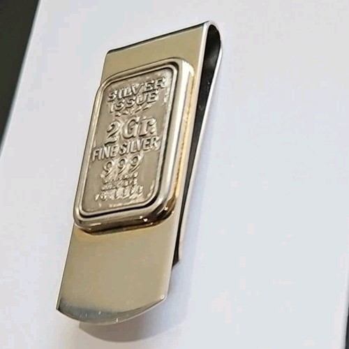 SIMMONS GELDKLAMMER 2GR FEINSILBER .999 #7618090 BARREN BARREN US VINTAGE  - Bild 5 von 5