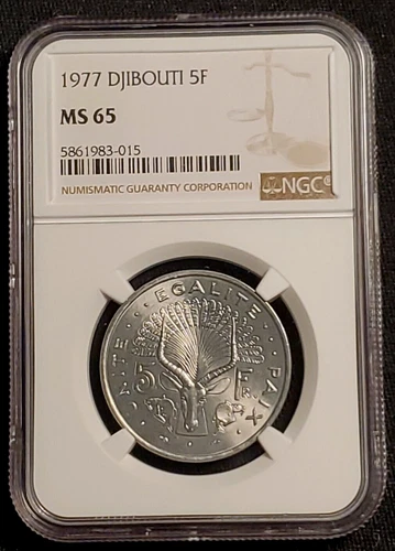 1977 DJIBOUTI 5F FRANCS REPUBLIQUE DE DJIBOUTI NGC MS 65