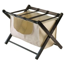 WINSOME DORA LUGGAGE RACK WITH FABRIC BASKET, ESPRESSO 92535 - ESPRESSO