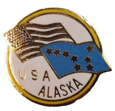 Vintage USA & Alaska Flags Lapel Pin