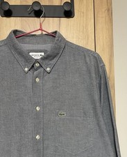 Lacoste Shirt Mens Medium grey Regular Fit Button Down Long Sleeve Oxford Pocket