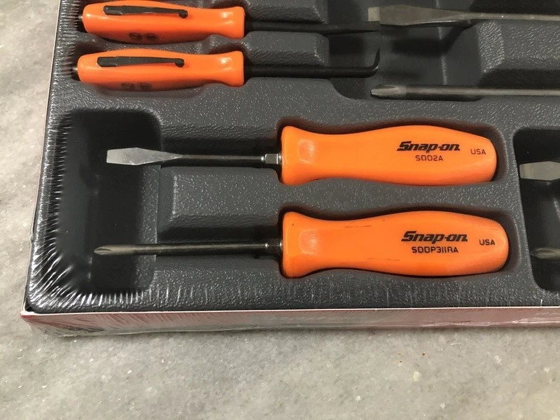 NEW Snap-On ORANGE 10 pc Hard Handle Screwdriver Magnetic Prybar Set SDDDPBX100O - Image 3 of 4