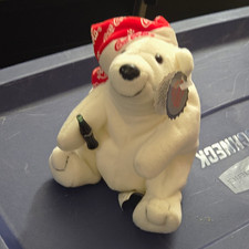 1997 Coca-Cola Polar Bear Plush Stuffed Animal w/ Coke Bottle, Red Hat  Bandana