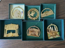 Lot of 5 vintage gold Strawbridge & Clothier Philadelphia christmas ornaments