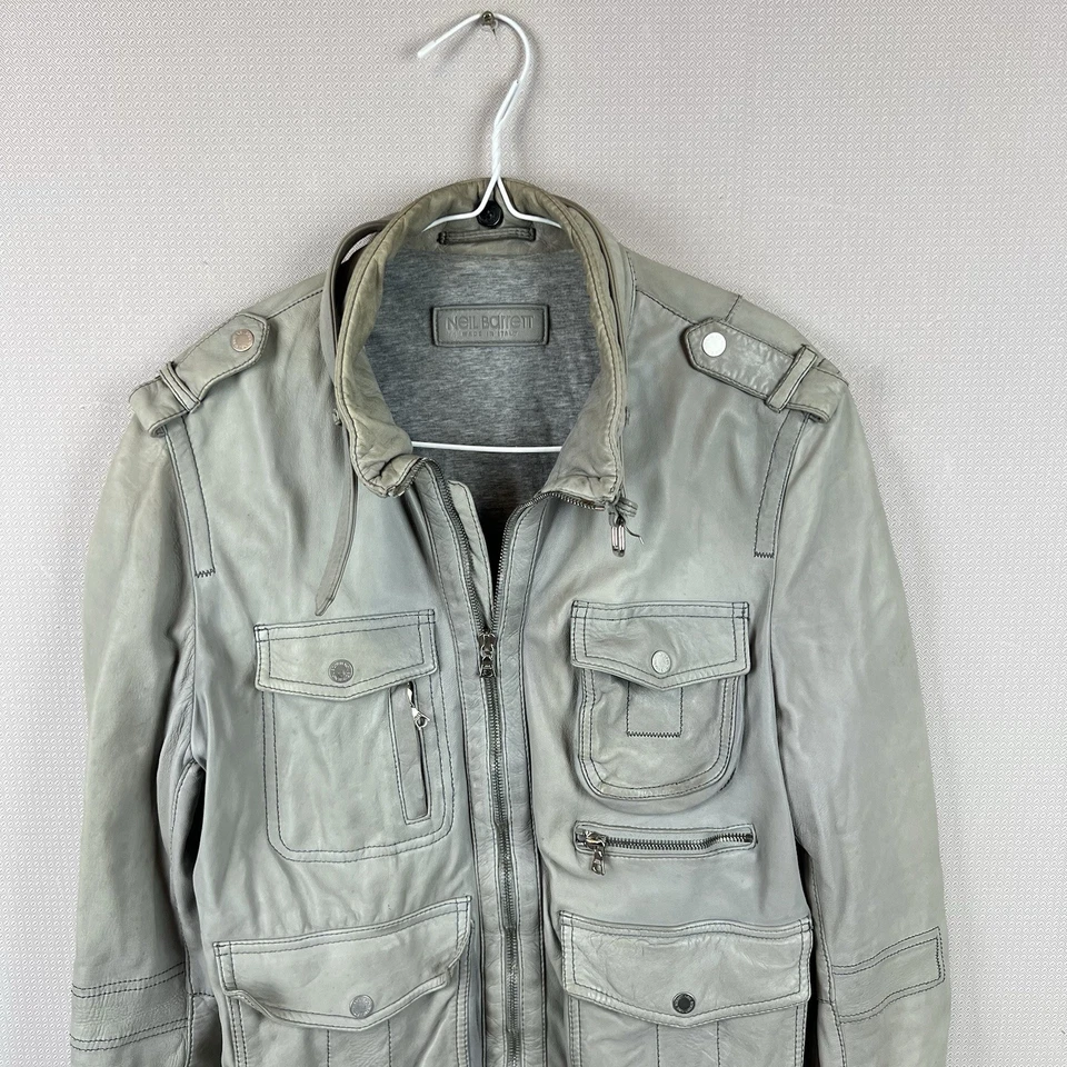 Chaqueta Bomber Neil Barrett M-65 Cuero Genuino Talla M Bolsillo Hecha en Italia Foto 2 de 4