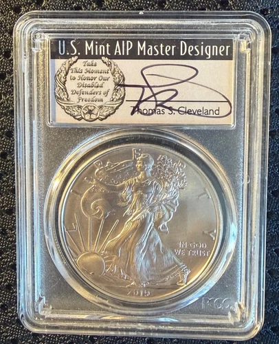 2019 $1 Silver Eagle PCGS MS70 Thomas Cleveland Wreath FDI