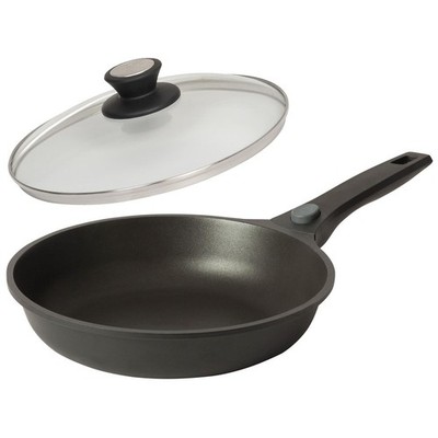 SKK Guss Bratpfanne Ø 26 cm Induktion Antihaft Griff abnehmbar & Deckel aus Glas