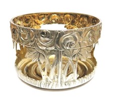 Jugendstil Bruckmann & Söhne 800 Silber Flaschenhalter/ Untersetzer m Rosendekor