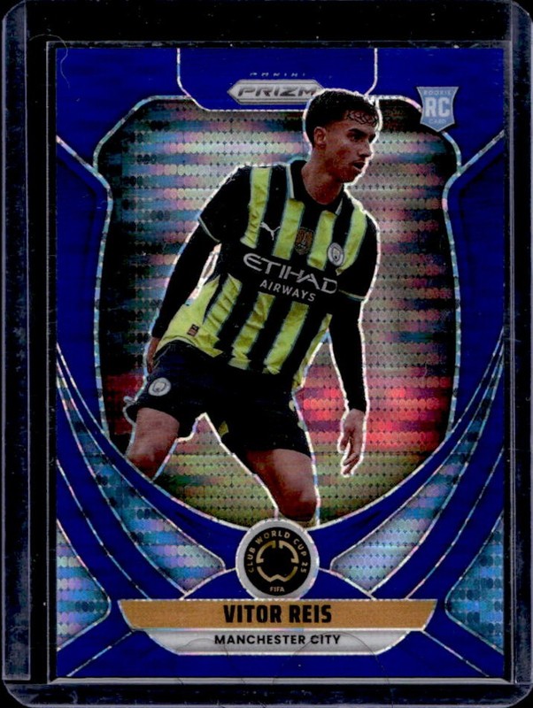 2025 Panini Prizm FIFA Club World Cup Vitor Reis RC Blue Pulsar #/275 Man City