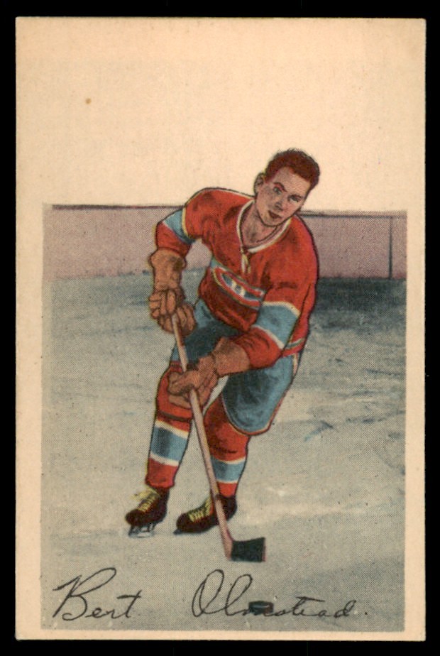 Bert Olmstead #93 Hockey Cards 1952 Parkhurst trading card — raw and PSA graded price guide