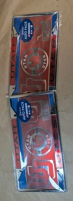 2 Pack! Of Utah Utes Metal License Plate Frames + 4x12'' Decal