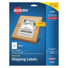 AVERY 5NHJ1 PK 5 Inkjet Label,5-1/2" H,8-1/2" W,PK25 5NHJ1