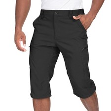 Men's Lightweight Cargo Shorts Quick Dry Hiking Tactical 3/4 Capri Outdoor Pants