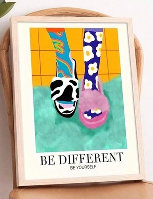 Colorful ''Be Different. Be Yourself'' Inspirational Motivational Canvas Art Print