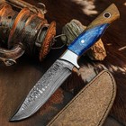 9.3" Damascus Hunting Knife Full Tang Resin Handle Fix Blade Handle+Sheath — photo 1