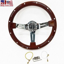 14 Car Classic Wood Grain Steering Wheel With 3 Spoke Riveted 350mm 6 Hole Bolt 14 Car Classic Wood Grain Steering Wheel With 3 Spoke Riveted 350mm 6 Hole Bolt