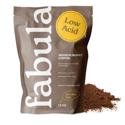 Fabula Low Acid Organic Ground Coffee Medium Roast 12 oz Non-GMO Mycotoxin-Free