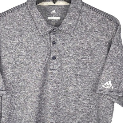 Adidas Golf Polo Mens Heather Gray Shirt Short Sleeve Large Casual Performance