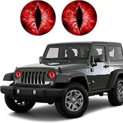 2PCS Beast Eyes Headlight Decals, 3D Stereo Eyes Headlight Decal St Color: Red