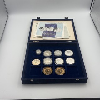 Assorted World Fine Silver Coins & 2 Brass Medallions with Case COAs