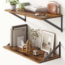 Deep Floating Shelves for Wall, 24"W x 10"D Wall Shelves Set of 2, 10 Inch De...