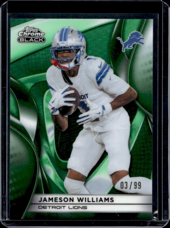 2025 Topps Chrome Black Jameson Williams Green Refractor #/99 Lions