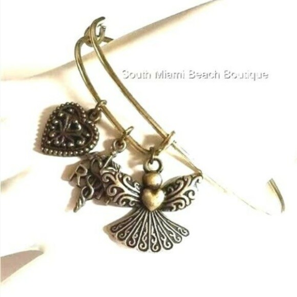 Alternate view of Nursing Caduceus Charm Bracelet Nurse Graduation Gift Angel Gold Plated Usa