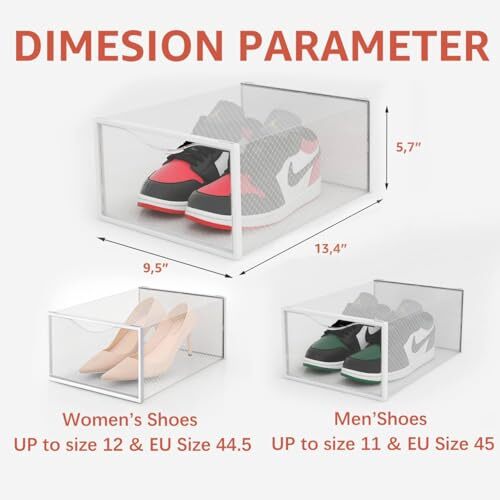 12 Pack Shoe Storage Bins, Clear Plastic Stackable Shoe Organizer for Closet, - Bild 3 von 6