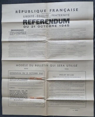 Referendum du 21 octobre 1945 affiche 55X45 cm - Photo 1/4