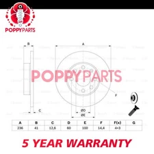 Fits Vauxhall Corsa Astra Cavalier Nova + Other Models Brake Disc Front Poppy
