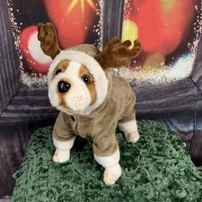 CHRISTMAS REINDEER PLUSH DOG SUIT COSTUME HOOD CUTE Size Medium.New