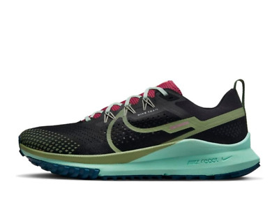NEW Sz 14 Nike React Pegasus Trail 4 Black Green Running Shoes DJ6158-004 1C