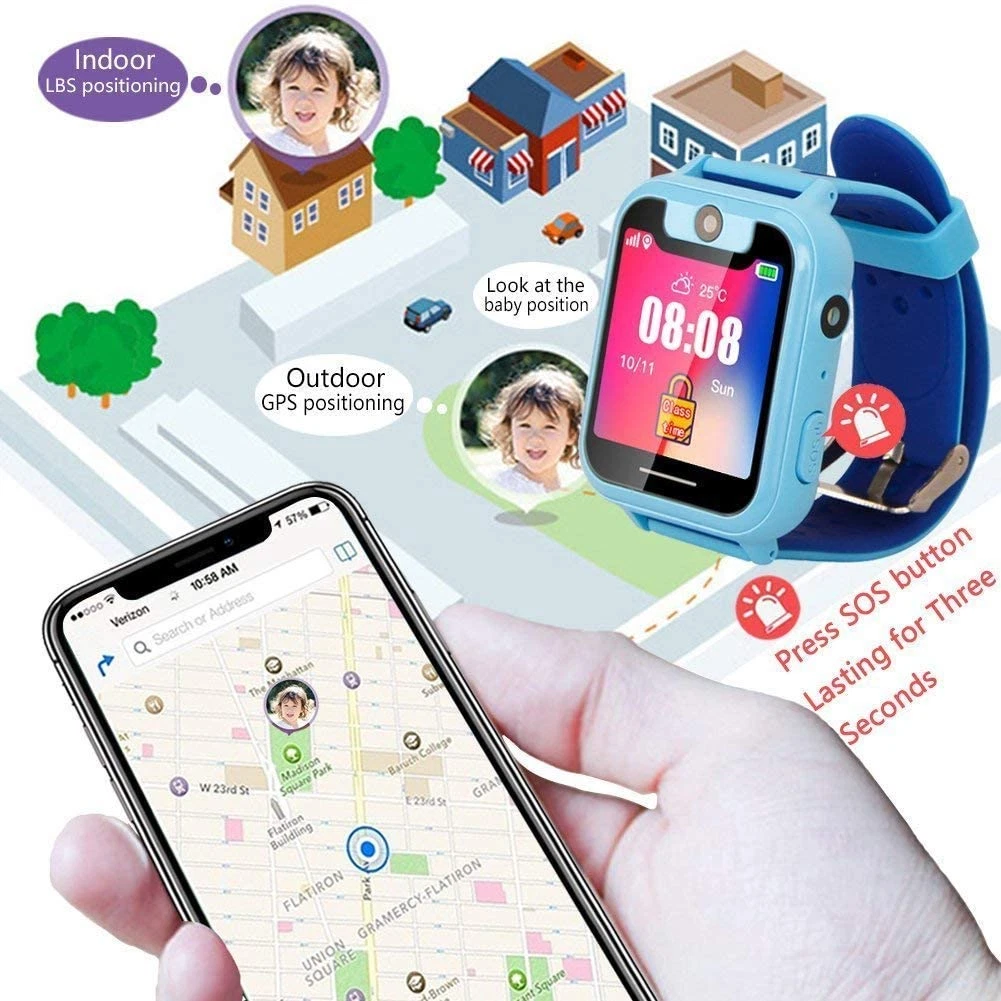 Varios Anguila Reparación posible Reloj inteligente GPS para niños teléfono con pantalla táctil de 1,44"" con  rastreador podómetro linterna 696590105876 | eBay