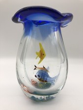 Fish Aquarium/Fish Bowl Vase Hand Blown Fused Art Glass  6 Inches 