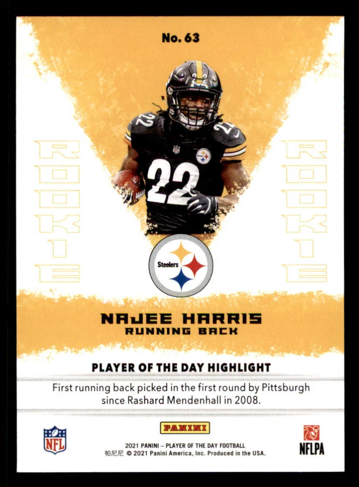 2021 Panini Player of the Day #63 Najee Harris (ref 236477) - Image 2 of 2