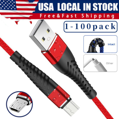Heavy Duty Micro USB Fast Charger Data Cable Cord For Samsung Android HTC LG Lot