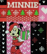 Minnie Ugly Sweater Mickey Mouse Christmas XMAS Block Red Cotton Fabric