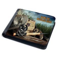 Personalised Fly Fishing Wallet Mens Custom Fish Bi Fold Card Holder Gift ST511