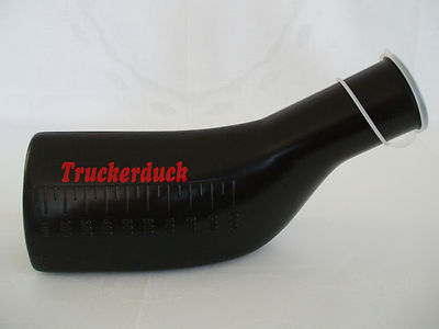 Truck Accessories Coloured Urine Bottle Black with Red Truckerduck Lettering
