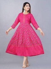 Rayon Blend Stitched Anarkali Gown Pink 